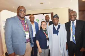 H.E Olusegun Mathew Okikiola Aremu Obasanjo, former President of Nigeria graced SAA's booth. He was received by Dr. Deola Naibakelao, Dr. Mel Oluoch and Engineer Halos-Kim