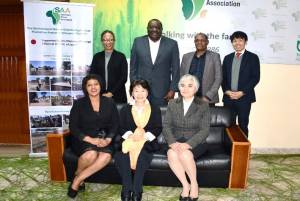 Dr. Toshiko Abe, a member of the House of Representatives of Japan (Bottom centre), Ms. Takako Ito, Japanese Ambassador to Ethiopia (Bottom right) visiting SAA-Ethiopia