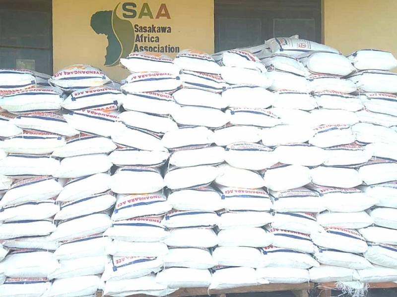 Freshly packed, processed maize flour ready for distribution at Kyendagara Cooperative.