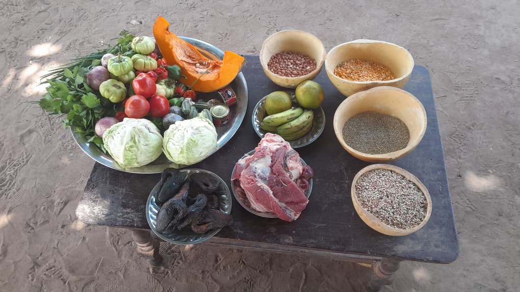 Practical demonstration in Tiola showcasing the preparation of local nutritious foods such as Laro and Djouka using locally produce.