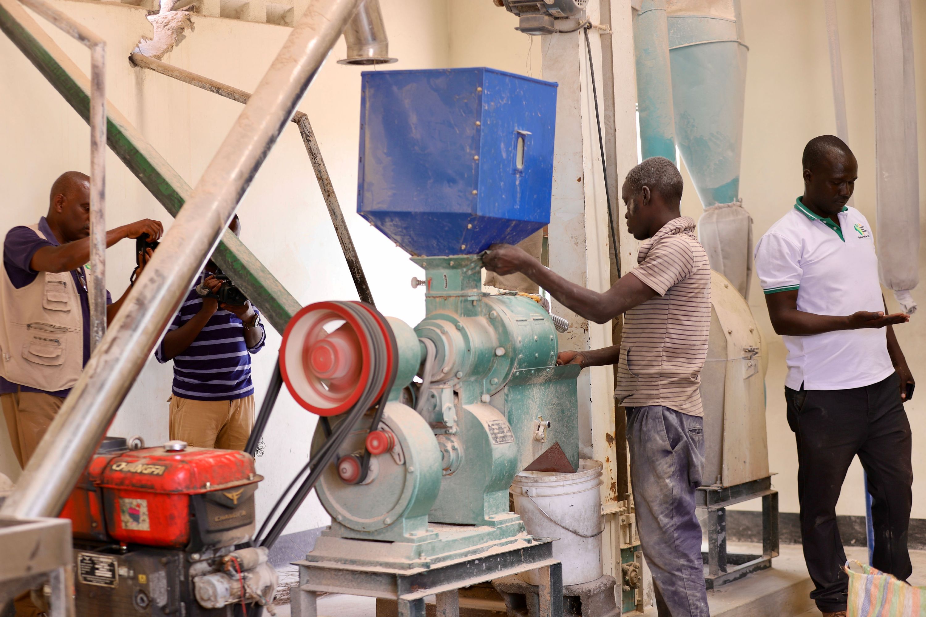 Rice milling in progress at the OSCA